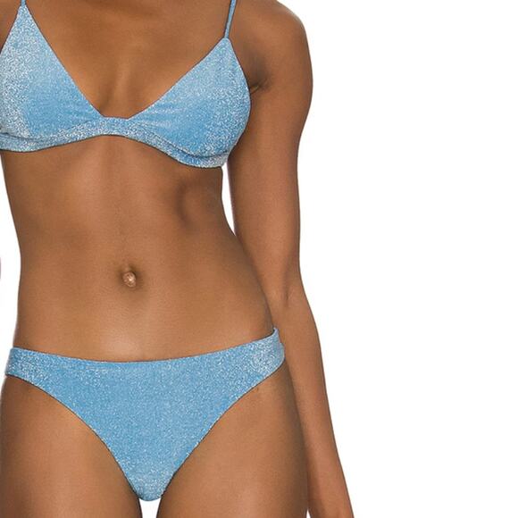 Mikoh Taga Lurex 2 piece Bikini Set in Bermuda Blue Metallic Large #1TGA1-2 NEW - Picture 2 of 7